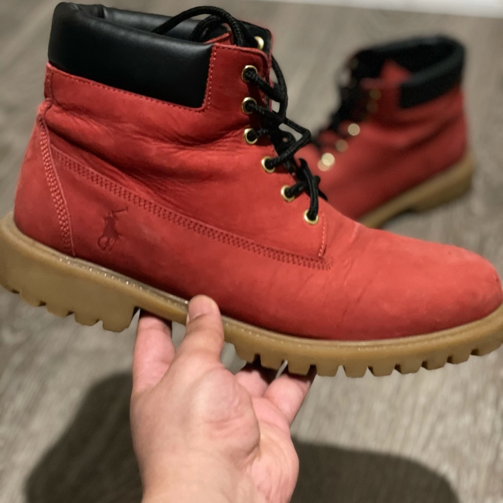 Polo Ralph Lauren red timberland inspired boots